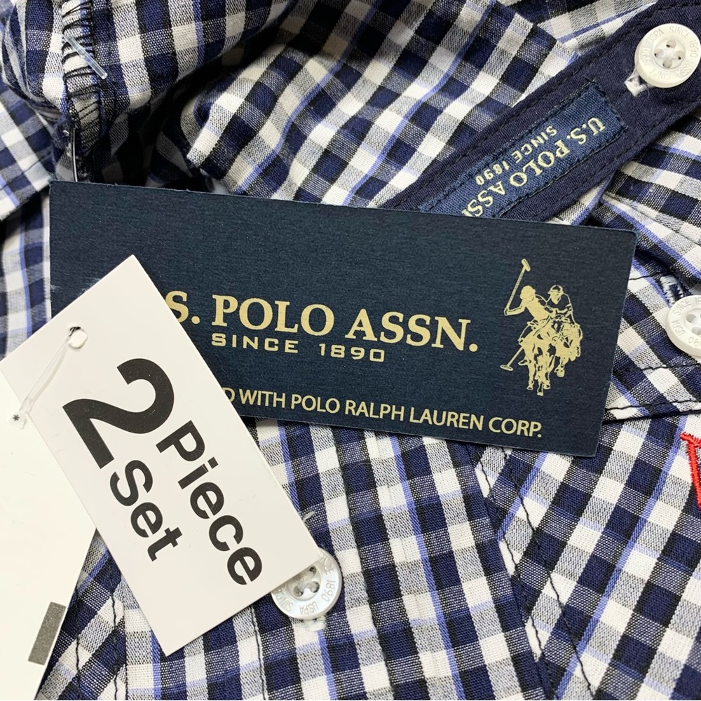 U.S. Polo Assn~NWT~Boy’s 2 Piece Plaid Button Up Shirt/Khaki Pant Set~Sz 6 - Picture 14 of 15